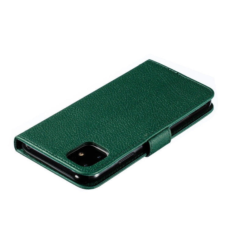 For iPhone 11 Feather Pattern Litchi Texture Horizontal Flip Leather Case with Wallet & Holder & Card Slots (Green) by buy2fix