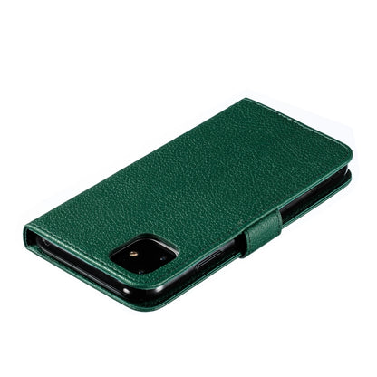 For iPhone 11 Feather Pattern Litchi Texture Horizontal Flip Leather Case with Wallet & Holder & Card Slots (Green) by buy2fix