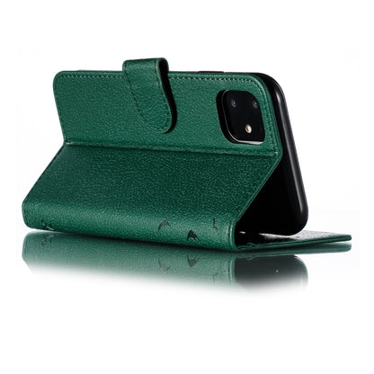 For iPhone 11 Feather Pattern Litchi Texture Horizontal Flip Leather Case with Wallet & Holder & Card Slots (Green) by buy2fix