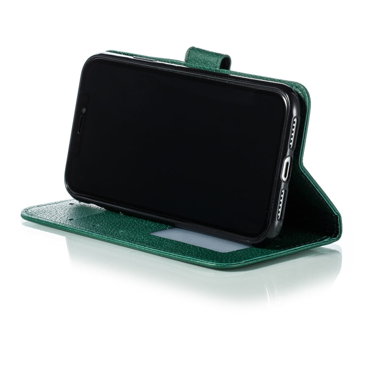 For iPhone 11 Feather Pattern Litchi Texture Horizontal Flip Leather Case with Wallet & Holder & Card Slots (Green) by buy2fix