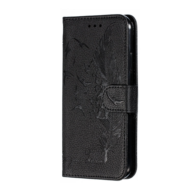 For iPhone 11 Feather Pattern Litchi Texture Horizontal Flip Leather Case with Wallet & Holder & Card Slots (Black) by buy2fix