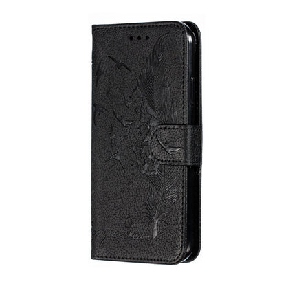 For iPhone 11 Feather Pattern Litchi Texture Horizontal Flip Leather Case with Wallet & Holder & Card Slots (Black) by buy2fix