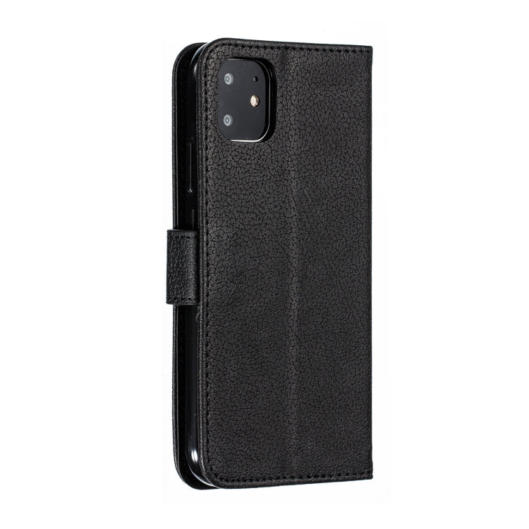 For iPhone 11 Feather Pattern Litchi Texture Horizontal Flip Leather Case with Wallet & Holder & Card Slots (Black) by buy2fix