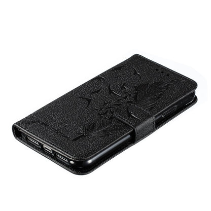 For iPhone 11 Feather Pattern Litchi Texture Horizontal Flip Leather Case with Wallet & Holder & Card Slots (Black) by buy2fix