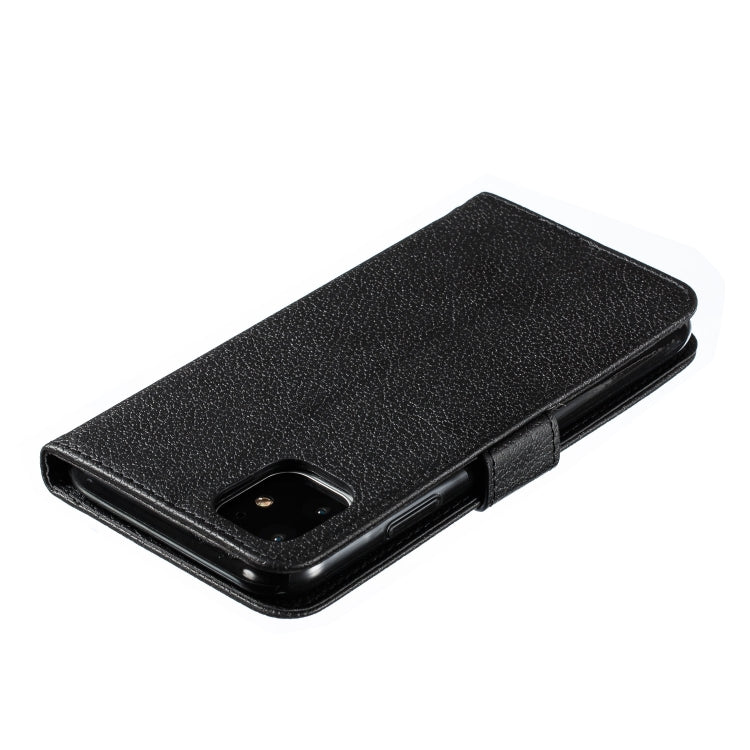 For iPhone 11 Feather Pattern Litchi Texture Horizontal Flip Leather Case with Wallet & Holder & Card Slots (Black) by buy2fix