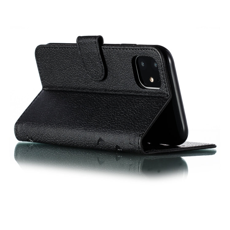 For iPhone 11 Feather Pattern Litchi Texture Horizontal Flip Leather Case with Wallet & Holder & Card Slots (Black) by buy2fix