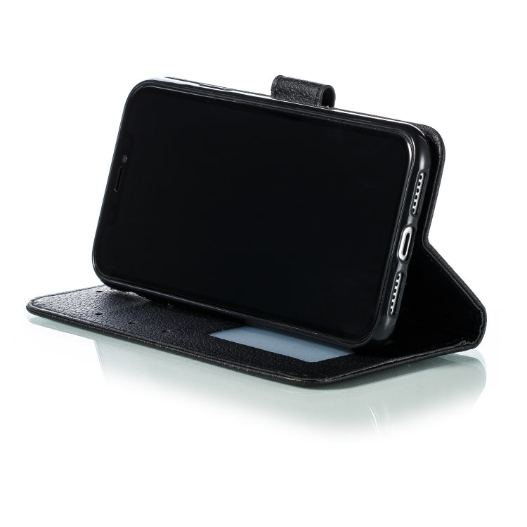 For iPhone 11 Feather Pattern Litchi Texture Horizontal Flip Leather Case with Wallet & Holder & Card Slots (Black) by buy2fix
