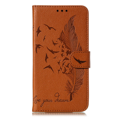 For iPhone 11 Feather Pattern Litchi Texture Horizontal Flip Leather Case with Wallet & Holder & Card Slots (Brown) by buy2fix