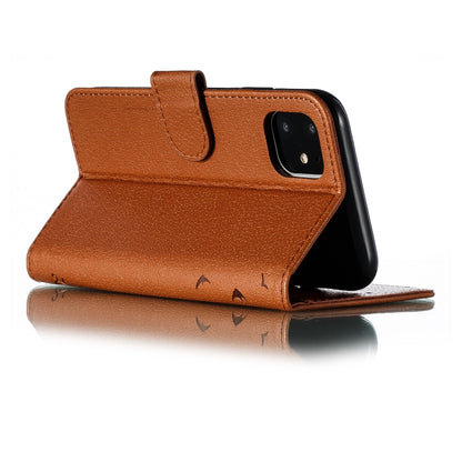 For iPhone 11 Feather Pattern Litchi Texture Horizontal Flip Leather Case with Wallet & Holder & Card Slots (Brown) by buy2fix