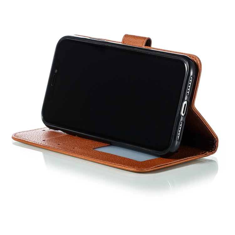 For iPhone 11 Feather Pattern Litchi Texture Horizontal Flip Leather Case with Wallet & Holder & Card Slots (Brown) by buy2fix