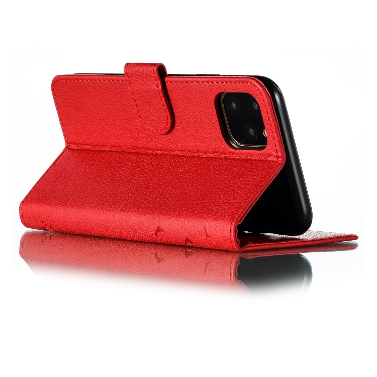 For iPhone 11 Pro Max Feather Pattern Litchi Texture Horizontal Flip Leather Case with Wallet & Holder & Card Slots (Red) by buy2fix