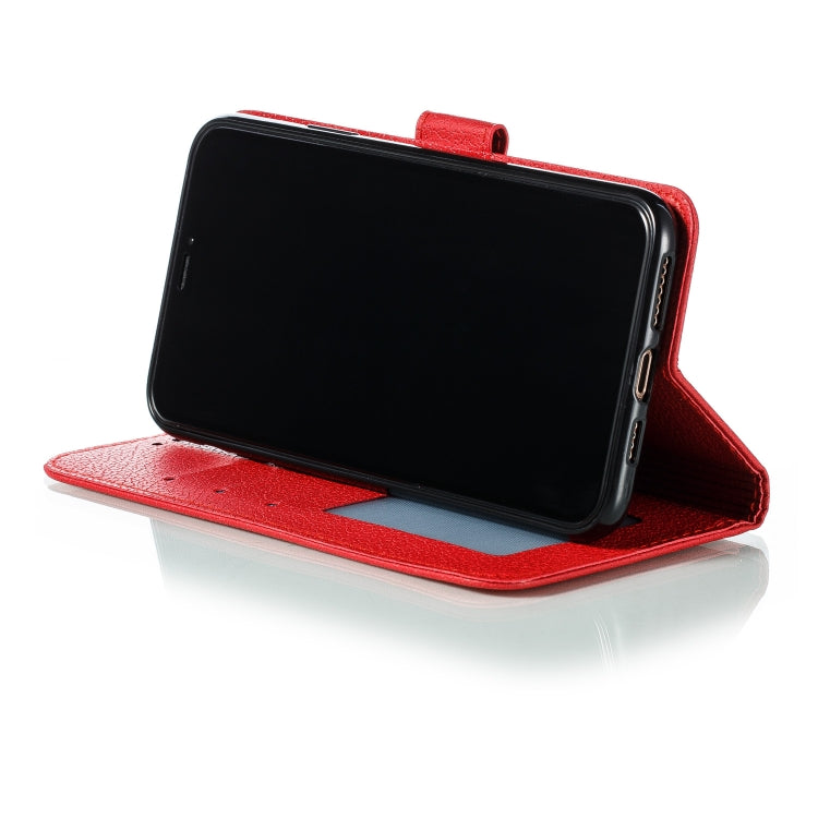 For iPhone 11 Pro Max Feather Pattern Litchi Texture Horizontal Flip Leather Case with Wallet & Holder & Card Slots (Red) by buy2fix