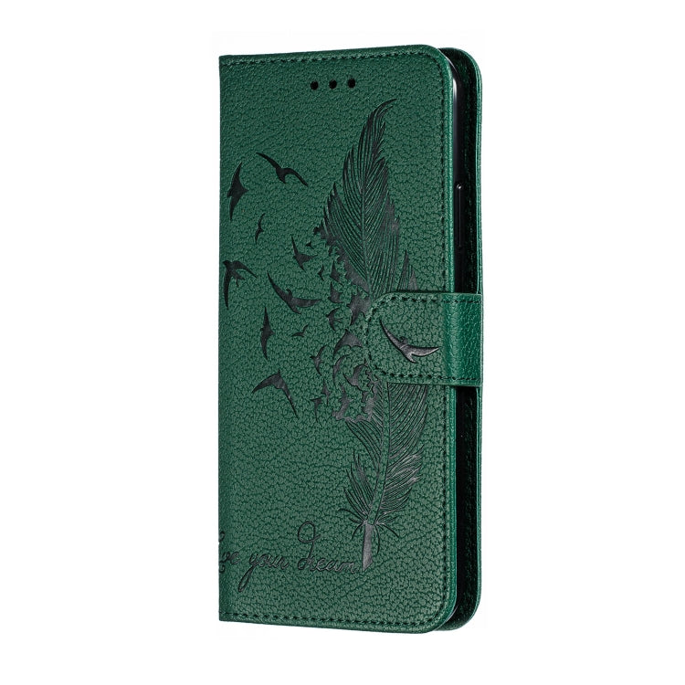 For iPhone 11 Pro Max Feather Pattern Litchi Texture Horizontal Flip Leather Case with Wallet & Holder & Card Slots (Green) by buy2fix