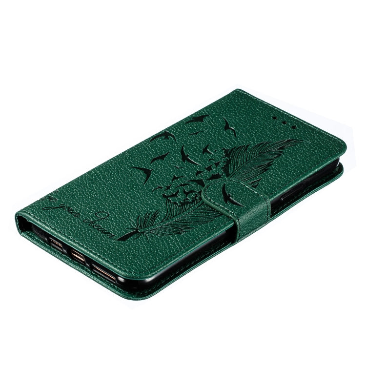 For iPhone 11 Pro Max Feather Pattern Litchi Texture Horizontal Flip Leather Case with Wallet & Holder & Card Slots (Green) by buy2fix