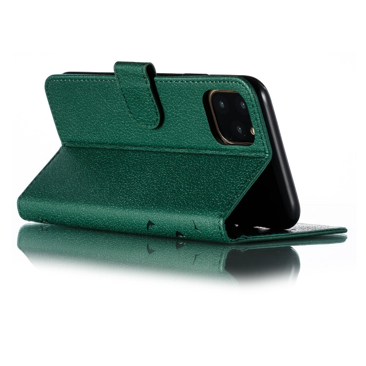 For iPhone 11 Pro Max Feather Pattern Litchi Texture Horizontal Flip Leather Case with Wallet & Holder & Card Slots (Green) by buy2fix