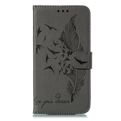 For iPhone 11 Pro Max Feather Pattern Litchi Texture Horizontal Flip Leather Case with Wallet & Holder & Card Slots (Gray) by buy2fix