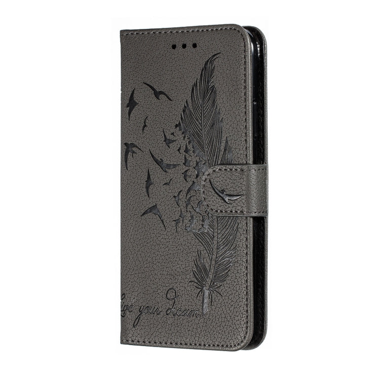 For iPhone 11 Pro Max Feather Pattern Litchi Texture Horizontal Flip Leather Case with Wallet & Holder & Card Slots (Gray) by buy2fix