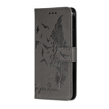 For iPhone 11 Pro Max Feather Pattern Litchi Texture Horizontal Flip Leather Case with Wallet & Holder & Card Slots (Gray) by buy2fix