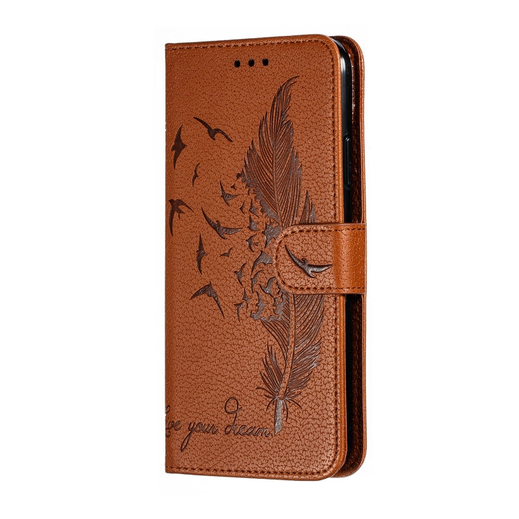 For iPhone 11 Pro Max Feather Pattern Litchi Texture Horizontal Flip Leather Case with Wallet & Holder & Card Slots (Brown) by buy2fix