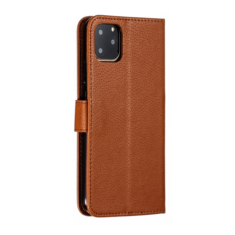 For iPhone 11 Pro Max Feather Pattern Litchi Texture Horizontal Flip Leather Case with Wallet & Holder & Card Slots (Brown) by buy2fix