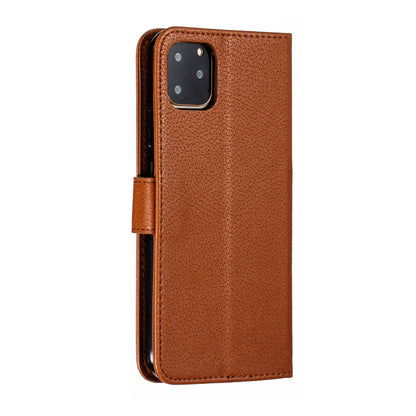 For iPhone 11 Pro Max Feather Pattern Litchi Texture Horizontal Flip Leather Case with Wallet & Holder & Card Slots (Brown) by buy2fix