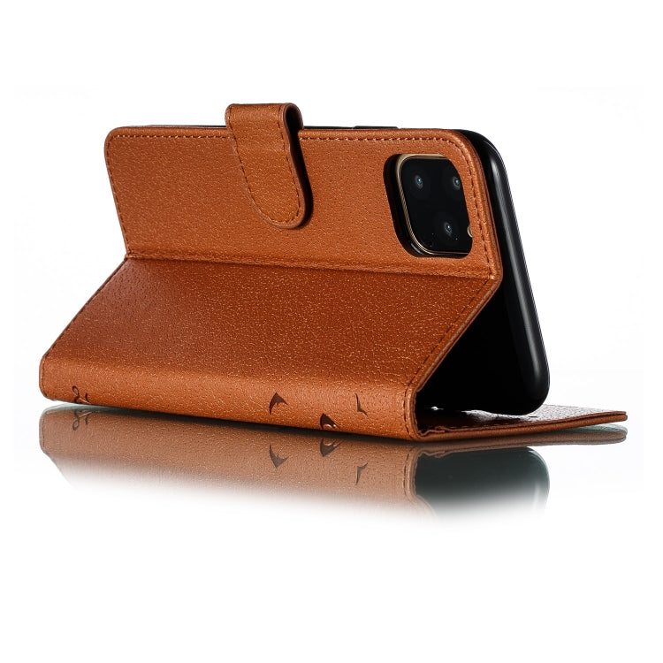 For iPhone 11 Pro Max Feather Pattern Litchi Texture Horizontal Flip Leather Case with Wallet & Holder & Card Slots (Brown) by buy2fix
