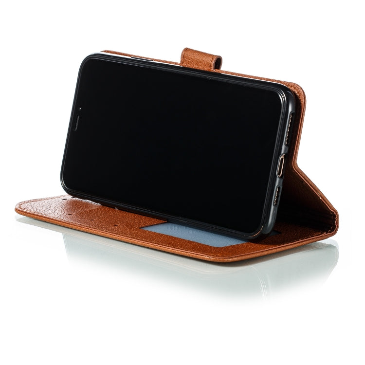 For iPhone 11 Pro Max Feather Pattern Litchi Texture Horizontal Flip Leather Case with Wallet & Holder & Card Slots (Brown) by buy2fix