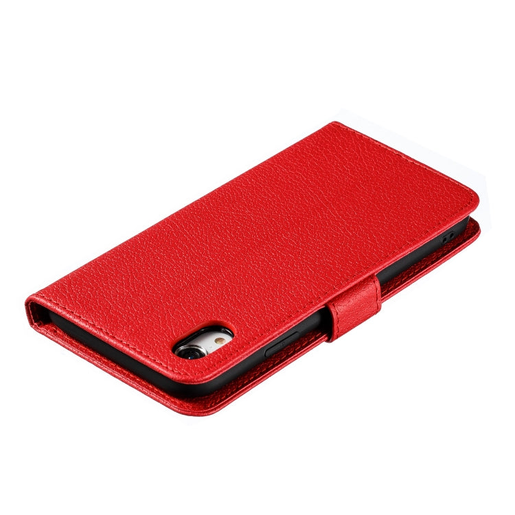 For iPhone XR Feather Pattern Litchi Texture Horizontal Flip Leather Case with Wallet & Holder & Card Slots(Red) by buy2fix