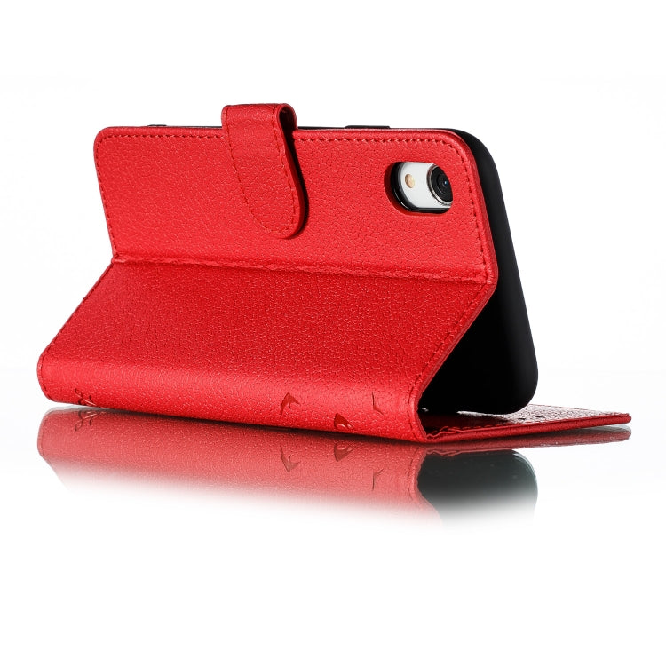 For iPhone XR Feather Pattern Litchi Texture Horizontal Flip Leather Case with Wallet & Holder & Card Slots(Red) by buy2fix