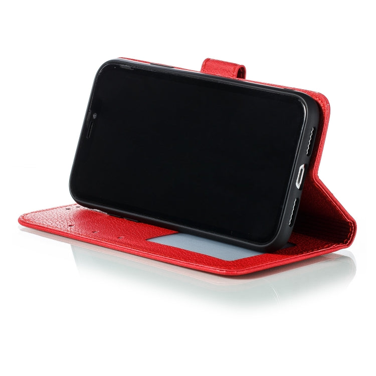 For iPhone XR Feather Pattern Litchi Texture Horizontal Flip Leather Case with Wallet & Holder & Card Slots(Red) by buy2fix