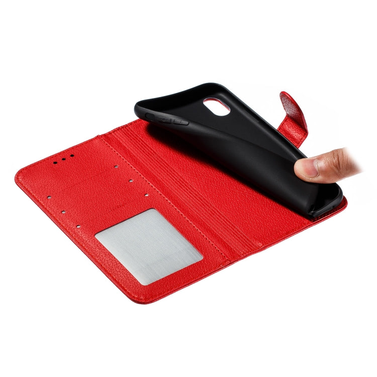 For iPhone XR Feather Pattern Litchi Texture Horizontal Flip Leather Case with Wallet & Holder & Card Slots(Red) by buy2fix