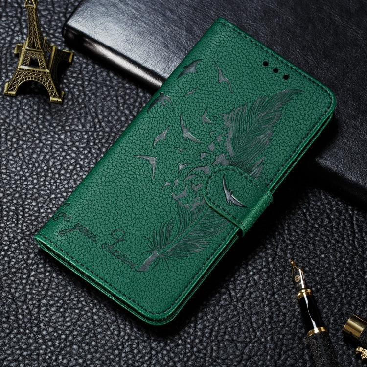 For iPhone XS Max Feather Pattern Litchi Texture Horizontal Flip Leather Case with Wallet & Holder & Card Slots(Green) by buy2fix