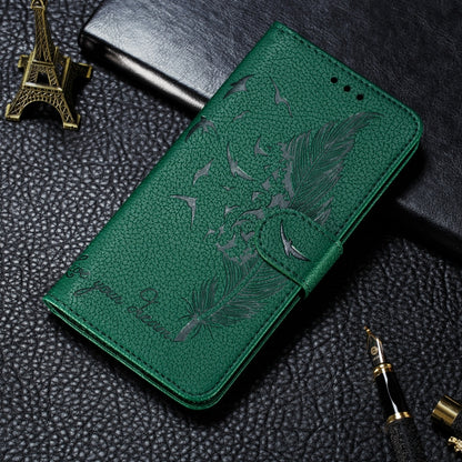 For iPhone XS Max Feather Pattern Litchi Texture Horizontal Flip Leather Case with Wallet & Holder & Card Slots(Green) by buy2fix