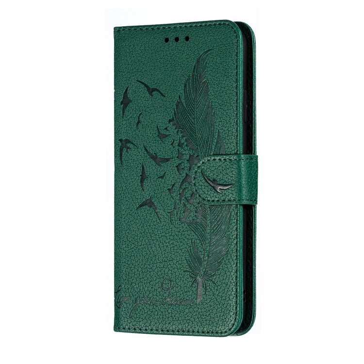 For iPhone XS Max Feather Pattern Litchi Texture Horizontal Flip Leather Case with Wallet & Holder & Card Slots(Green) by buy2fix