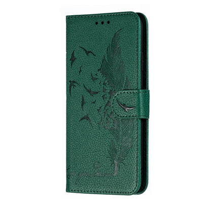 For iPhone XS Max Feather Pattern Litchi Texture Horizontal Flip Leather Case with Wallet & Holder & Card Slots(Green) by buy2fix