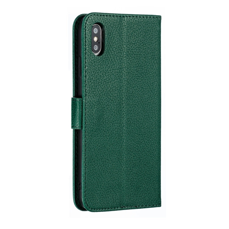 For iPhone XS Max Feather Pattern Litchi Texture Horizontal Flip Leather Case with Wallet & Holder & Card Slots(Green) by buy2fix