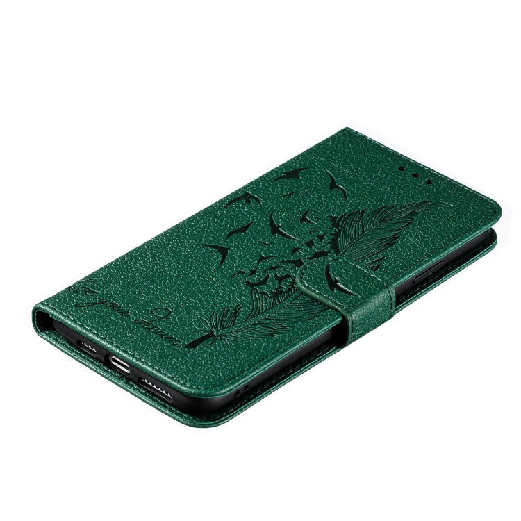 For iPhone XS Max Feather Pattern Litchi Texture Horizontal Flip Leather Case with Wallet & Holder & Card Slots(Green) by buy2fix