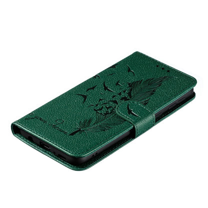 Feather Pattern Litchi Texture Horizontal Flip Leather Case with Wallet & Holder & Card Slots For Galaxy M20(Green) by buy2fix