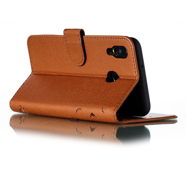 Feather Pattern Litchi Texture Horizontal Flip Leather Case with Wallet & Holder & Card Slots For Galaxy M20(Brown) by buy2fix