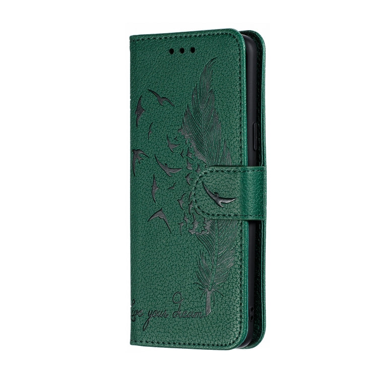 Feather Pattern Litchi Texture Horizontal Flip Leather Case with Wallet & Holder & Card Slots For Galaxy S9(Green) by buy2fix