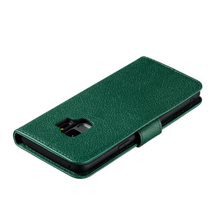 Feather Pattern Litchi Texture Horizontal Flip Leather Case with Wallet & Holder & Card Slots For Galaxy S9(Green) by buy2fix