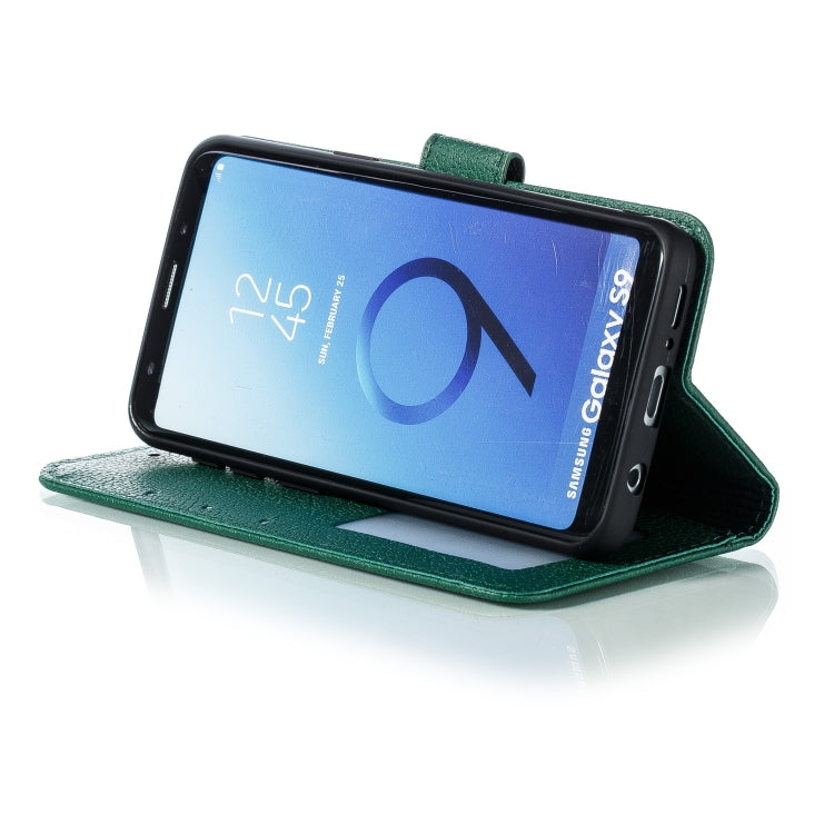 Feather Pattern Litchi Texture Horizontal Flip Leather Case with Wallet & Holder & Card Slots For Galaxy S9(Green) by buy2fix