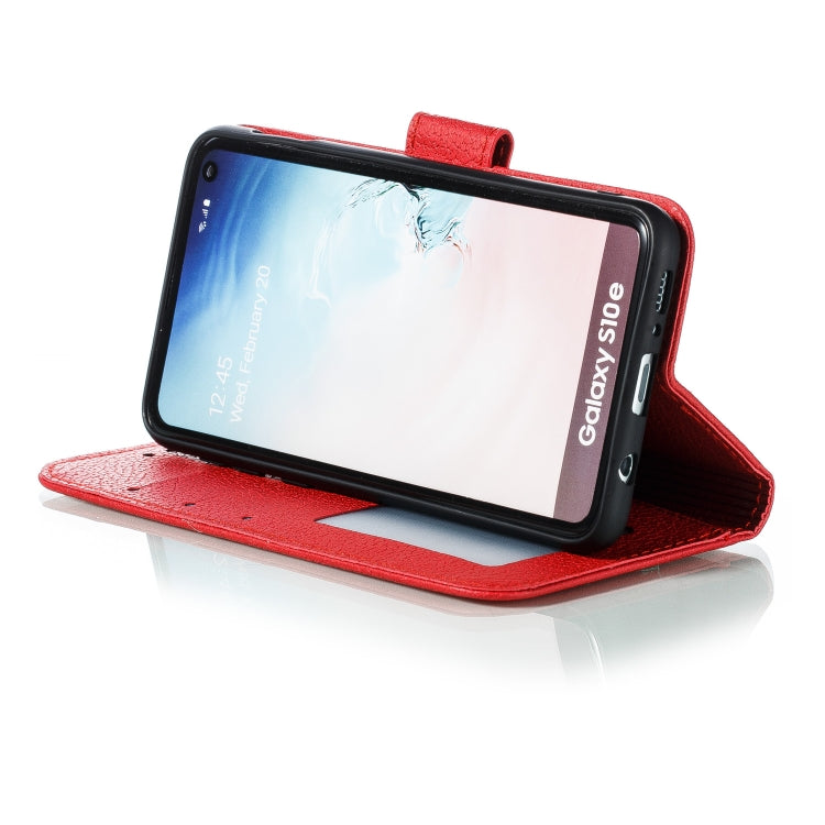 Feather Pattern Litchi Texture Horizontal Flip Leather Case with Wallet & Holder & Card Slots For Galaxy S10e(Red) by buy2fix