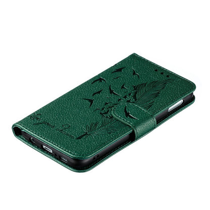 Feather Pattern Litchi Texture Horizontal Flip Leather Case with Wallet & Holder & Card Slots For Galaxy S10e(Green) by buy2fix