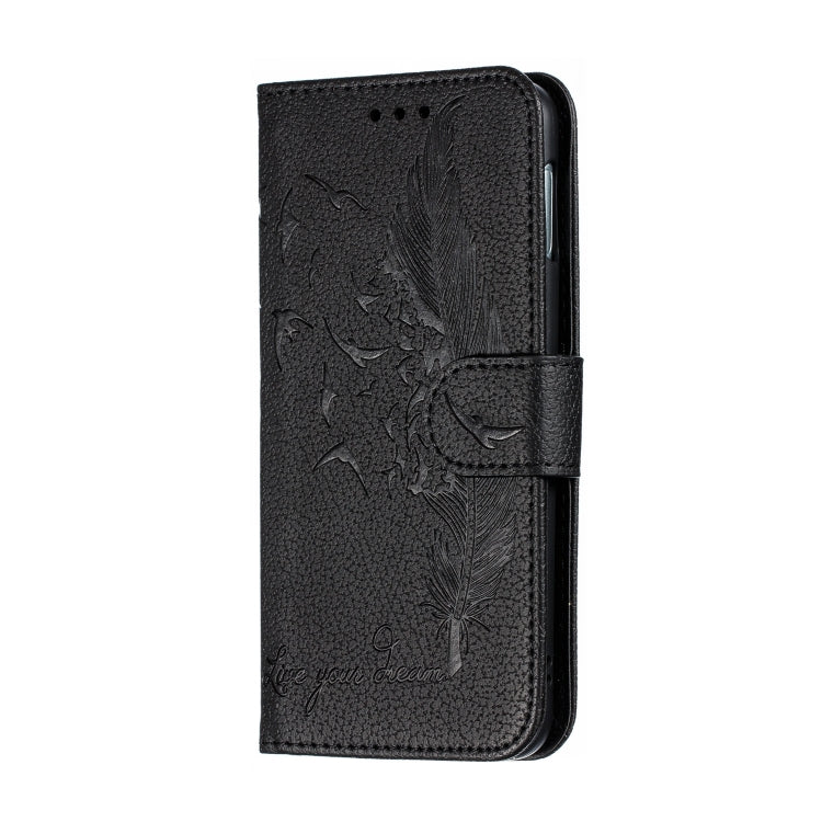Feather Pattern Litchi Texture Horizontal Flip Leather Case with Wallet & Holder & Card Slots For Galaxy S10e(Black) by buy2fix
