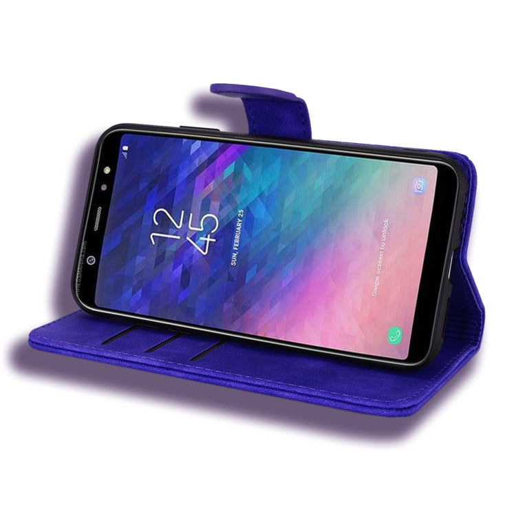 Calf Pattern Double Folding Design Embossed Leather Case with Wallet & Holder & Card Slots for Galaxy A6 (2018)(Purple) by buy2fix
