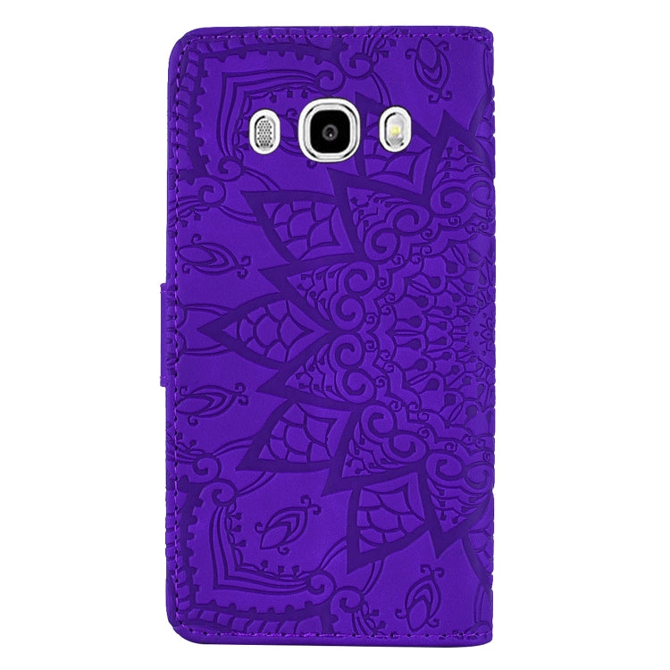 Calf Pattern Double Folding Design Embossed Leather Case with Wallet & Holder & Card Slots for Galaxy J5 (2016) / J510(Purple) by buy2fix