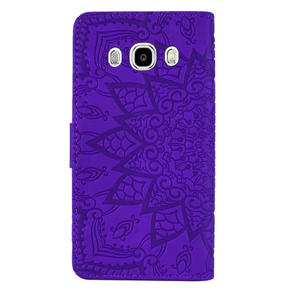 Calf Pattern Double Folding Design Embossed Leather Case with Wallet & Holder & Card Slots for Galaxy J5 (2016) / J510(Purple) by buy2fix