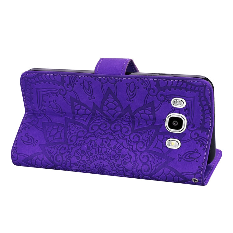 Calf Pattern Double Folding Design Embossed Leather Case with Wallet & Holder & Card Slots for Galaxy J5 (2016) / J510(Purple) by buy2fix