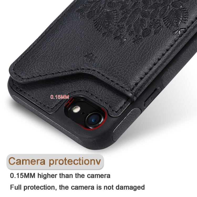 For iPhone 7 / 8 Cat Tree Embossing Pattern Shockproof Protective Case with Card Slots & Photo Frame(Black) by buy2fix